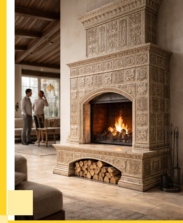 Купить изразцовый камин в Стрежевом от 254875 р. | ЭриданСтж