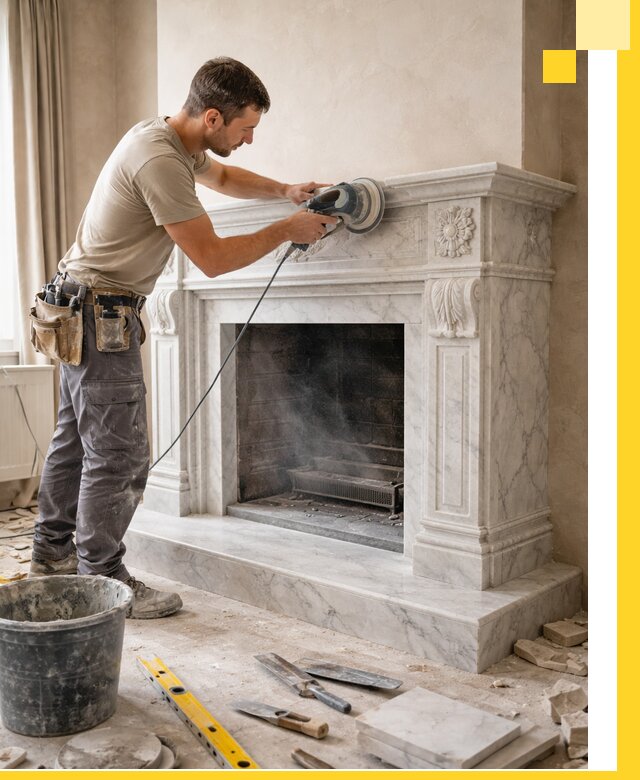 Изготовление и установка мраморных каминов в Стрежевом под ключ