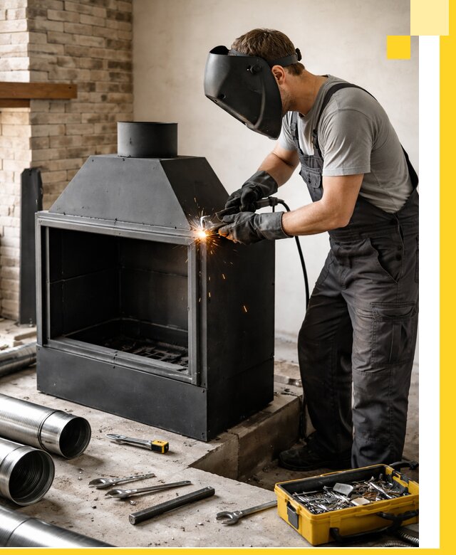 Продажа и установка металлических каминов в Стрежевом под ключ