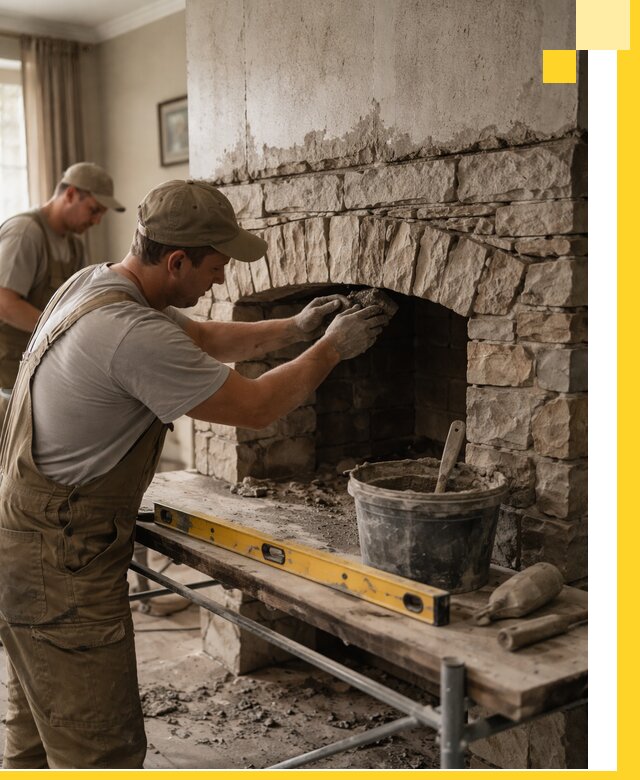 Изготовление каминов под ключ в Стрежевом, монтаж и отделка