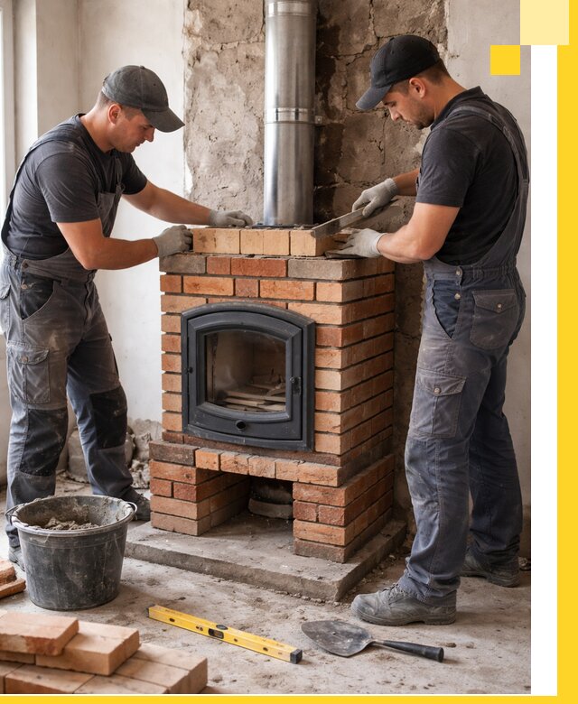 Монтаж печи камина под ключ в Стрежевом с гарантией и пусконаладкой