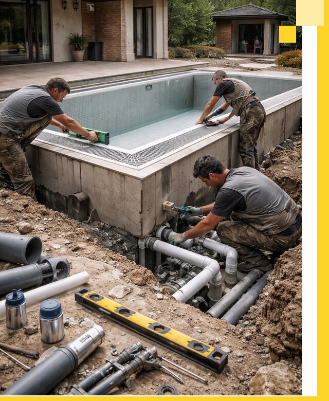 Строительство переливных бассейнов в Стрежевом под ключ