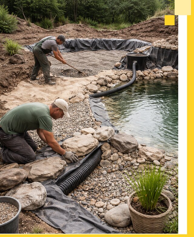 Строительство природных бассейнов и озер в Стрежевом под ключ