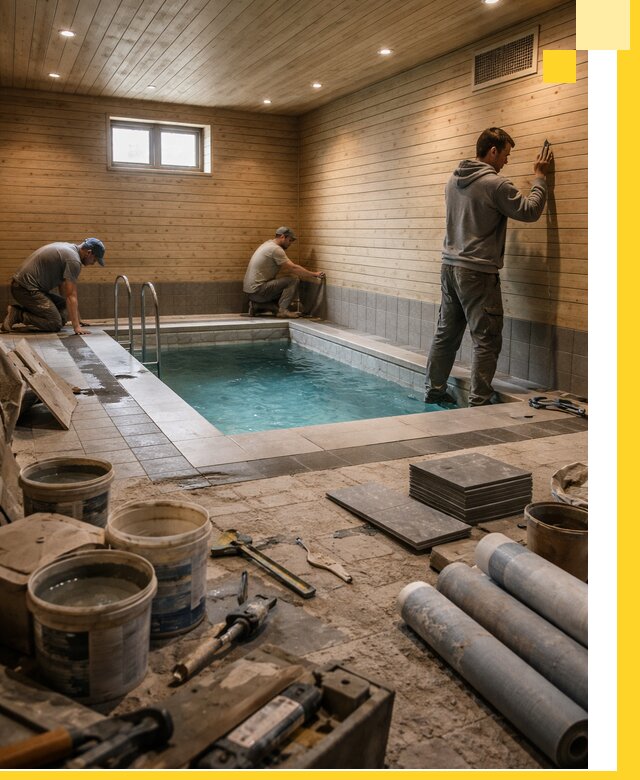 Строительство бани с бассейном и сауной под ключ в Стрежевом