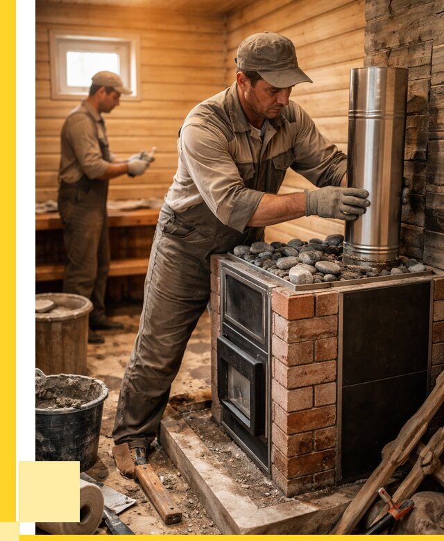 Монтаж печи в бане под ключ в Стрежевом от 20390 р. | ЭриданСтж