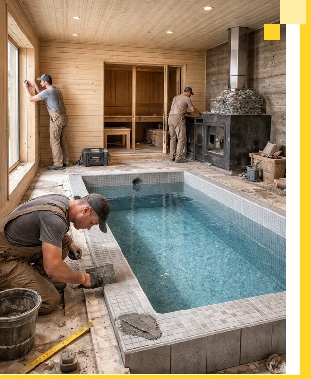 Проект бани с бассейном и сауной в Стрежевом под ключ