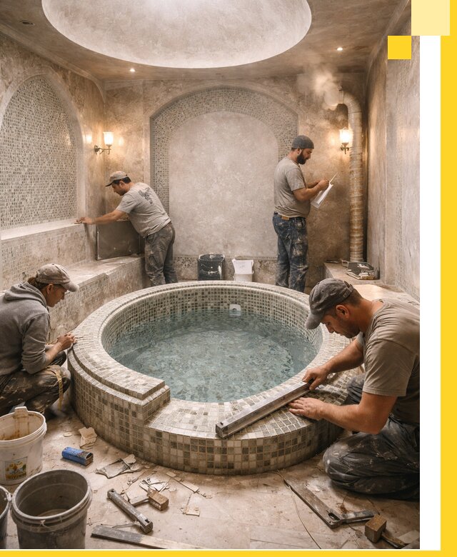 Профессиональное строительство хамама с бассейном в Стрежевом под ключ