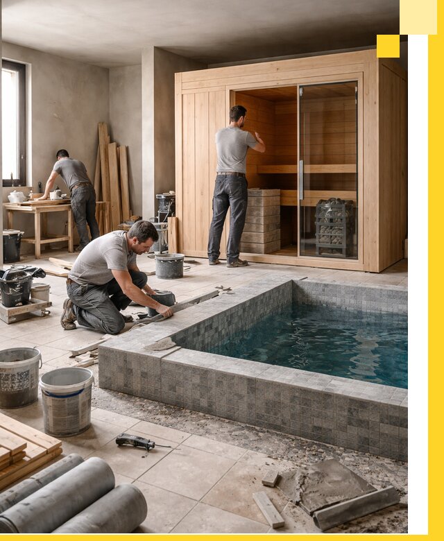 SPA зоны под ключ с бассейном сауной и печью в Стрежевом